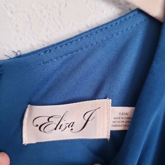 Eliza J Ruched Waist Sheath Long Sleeve Dress in Teal - Picture 6 of 8